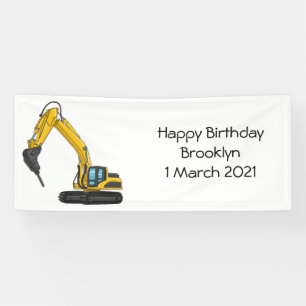 Breaker excavator cartoon illustration banner