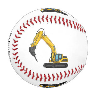 Breaker excavator cartoon illustration baseball