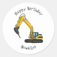 Breaker excavator cartoon illustration