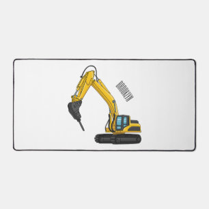 Breaker excavator cartoon illustration desk mat
