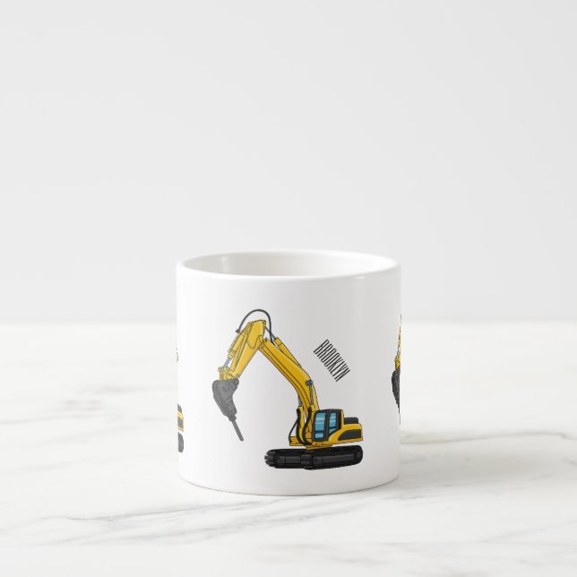 Breaker excavator cartoon illustration  espresso cup (Front)