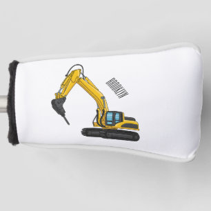 Breaker excavator cartoon illustration golf head cover