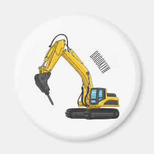 Breaker excavator cartoon illustration magnet