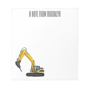 Breaker excavator cartoon illustration  notepad