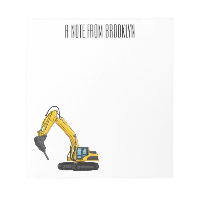 Breaker excavator cartoon illustration  notepad (Front)