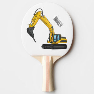 Breaker excavator cartoon illustration ping pong paddle