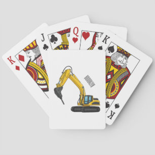 Breaker excavator cartoon illustration playing cards
