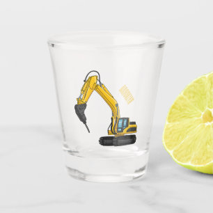 Breaker excavator cartoon illustration shot glass