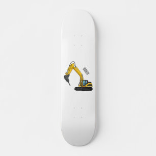 Breaker excavator cartoon illustration skateboard