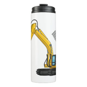 Breaker excavator cartoon illustration thermal tumbler