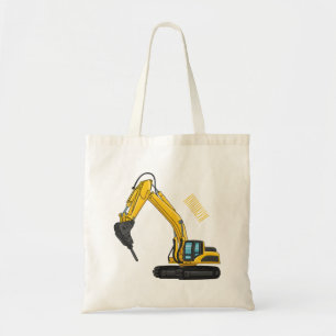 Breaker excavator cartoon illustration  tote bag