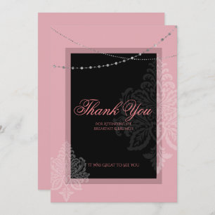 Breakfast and brunch pink and black invitation