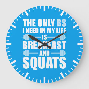 Breakfast and Squats - Bodybuilding Workout Large Clock