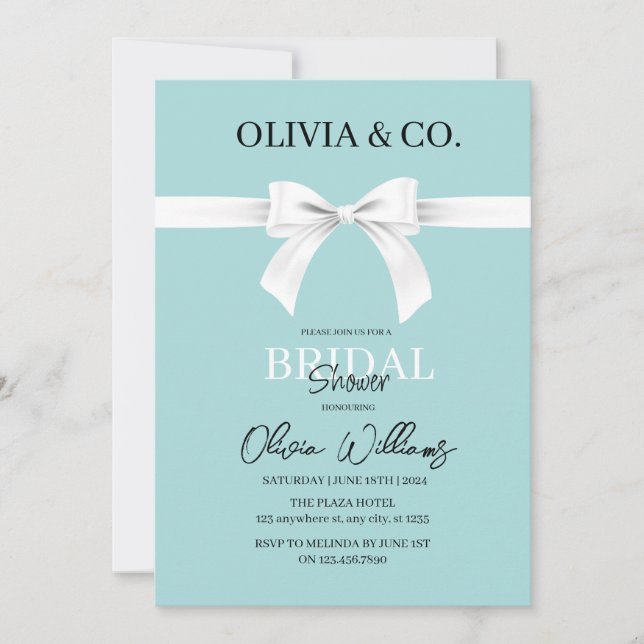 Breakfast at Tiffany's Bridal shower invitation (Front)
