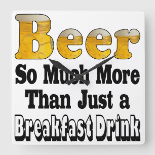 Breakfast Beer Square Wall Clock