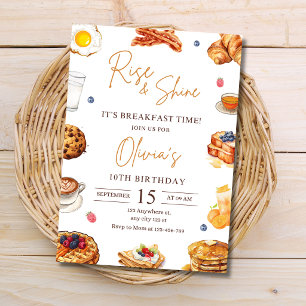 Breakfast Birthday Invitation, Brunch Birthday Invitation