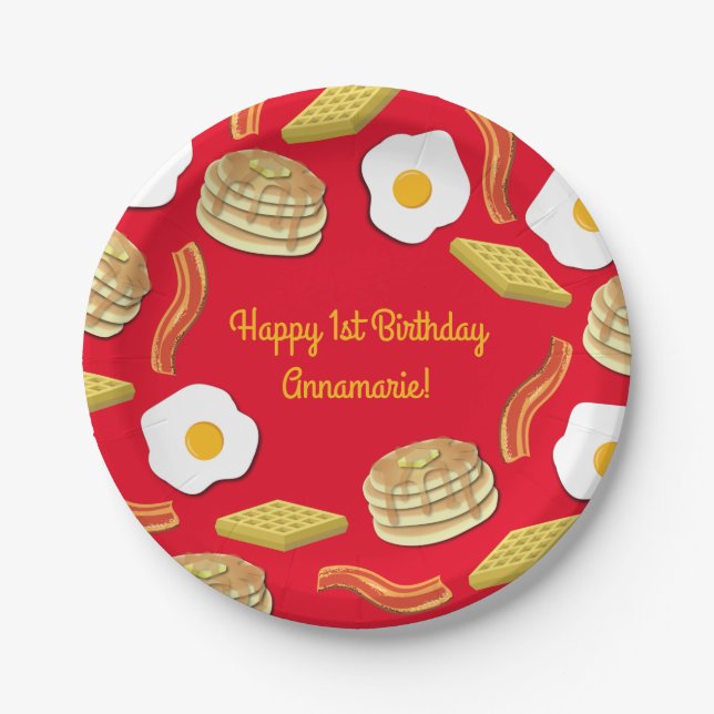 Breakfast Brunch Birthday Party Kids Cute Paper Plate (Front)
