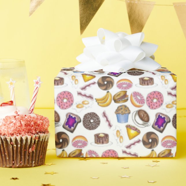Breakfast Brunch Food Bagel Doughnut Toast Eggs Ba Wrapping Paper (Birthday Party)