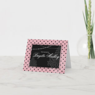 Breakfast & Brunch Pink and black polka dots Holiday Card