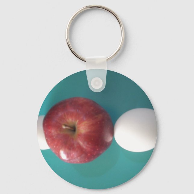 Breakfast Buddies: Two Eggs $an Apple Still Life Key Ring (Front)