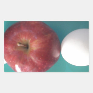 Breakfast Buddies: Two Eggs $an Apple Still Life Rectangular Sticker