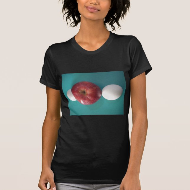 Breakfast Buddies: Two Eggs $an Apple Still Life T-Shirt (Front)