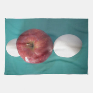 Breakfast Buddies: Two Eggs $an Apple Still Life Tea Towel