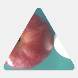 Breakfast Buddies: Two Eggs $an Apple Still Life Triangle Sticker