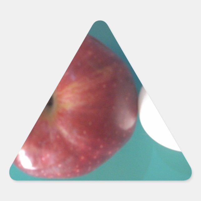 Breakfast Buddies: Two Eggs $an Apple Still Life Triangle Sticker (Front)
