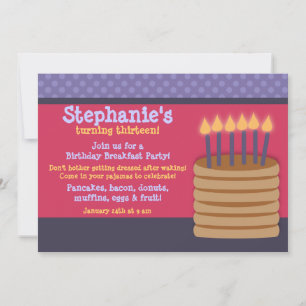 Breakfast Buffet Birthday Party Invitations