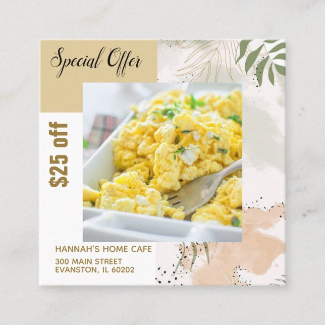 breakfast cafe flyer square business card (Front)