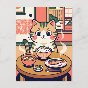 Breakfast Cat Postcard