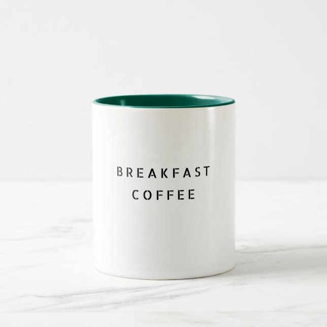 Breakfast Coffee Funny Cute Trendy Quote Two-Tone Coffee Mug (Center)