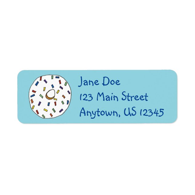 Breakfast Doughnut Vanilla Frosted Sprinkles Return Address Label (Front)