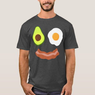 Breakfast Face Avocado Fried Egg Bacon Grin T-Shirt
