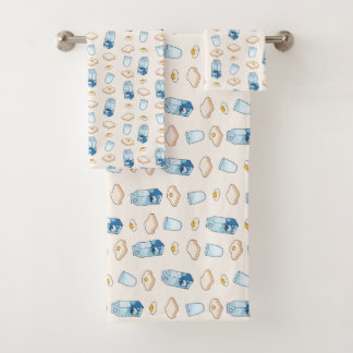 Breakfast foods (alien) bath towel set