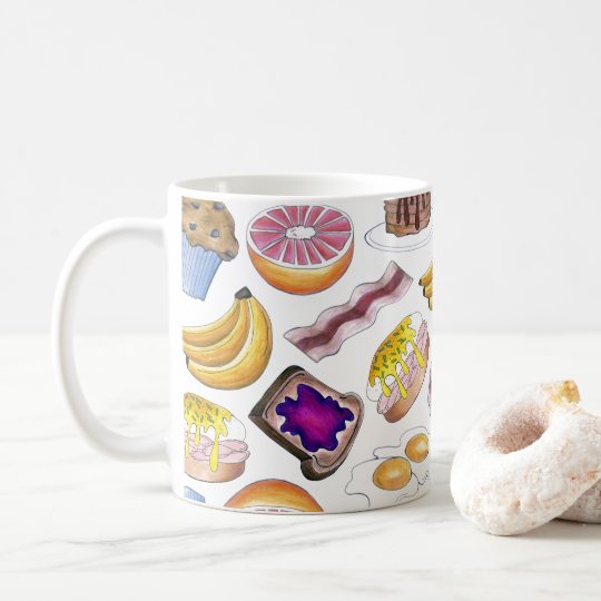 Breakfast Foods Bacon Pancake Muffin Banana Eggs Coffee Mug
