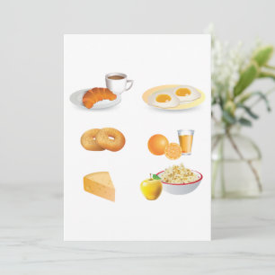 Breakfast Foods Coffee, Croissant, Eggs, Bagels  Invitation