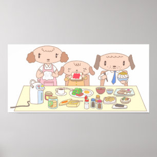 Breakfast for the dog family. poster