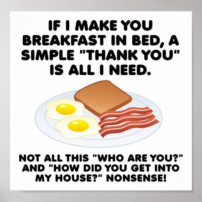 Breakfast in Bed Funny Poster (Front)