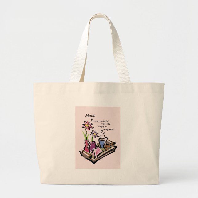 Breakfast in Bed Mum Large Tote Bag (Front)