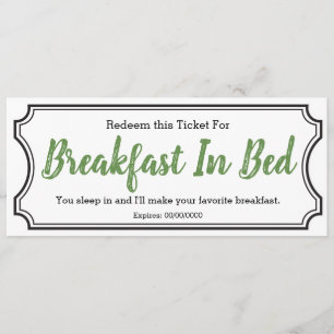 Breakfast In Bed Ticket Menu