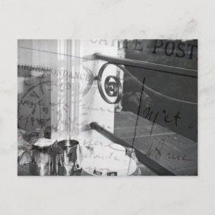 Breakfast in Paris, Black and White Post-Card Postcard