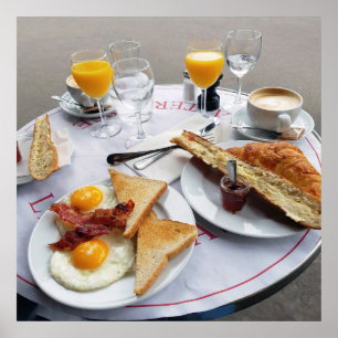 Breakfast in Paris France Poster