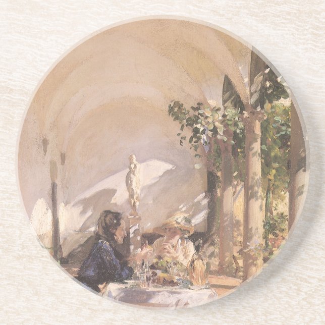 Breakfast in the Loggia by John Singer Sargent Coaster (Front)