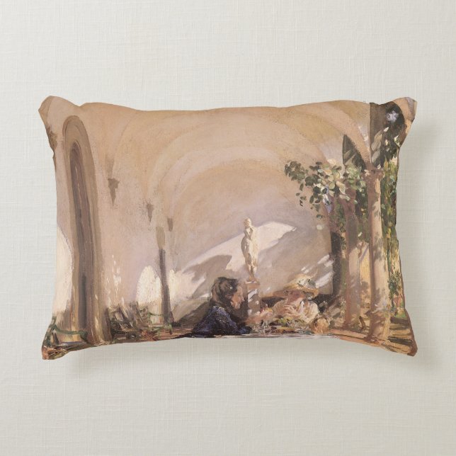 Breakfast in the Loggia by John Singer Sargent Decorative Cushion (Front)