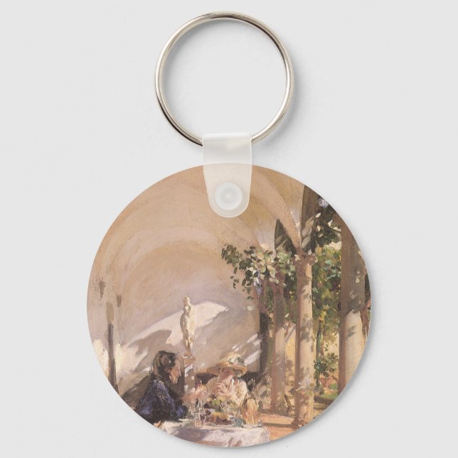 Breakfast in the Loggia by John Singer Sargent Key Ring (Front)