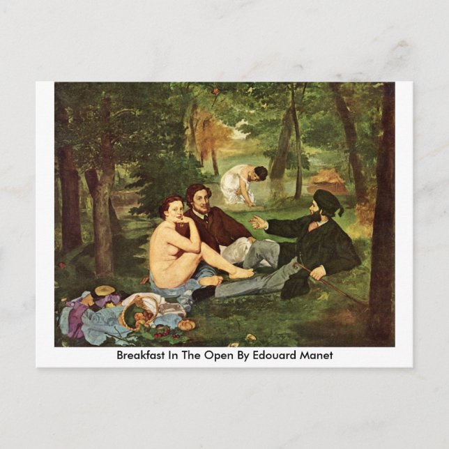 Breakfast In The Open By Edouard Manet Postcard (Front)
