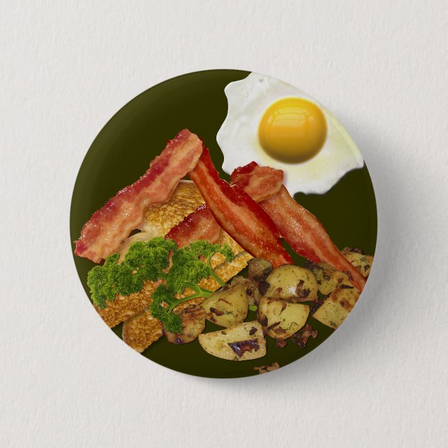 Breakfast Landscape Bacon Eggs 6 Cm Round Badge (Front)