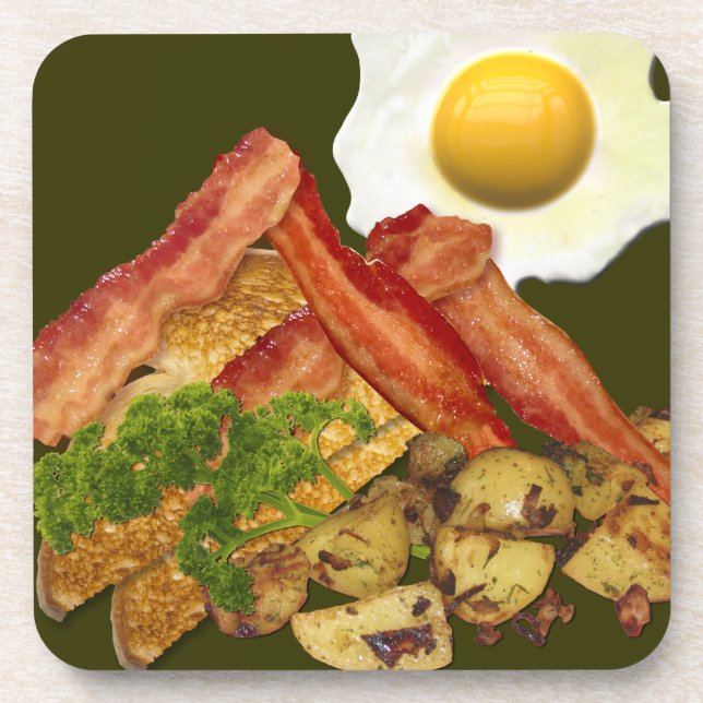 Breakfast Landscape Bacon Eggs Coaster (Front)